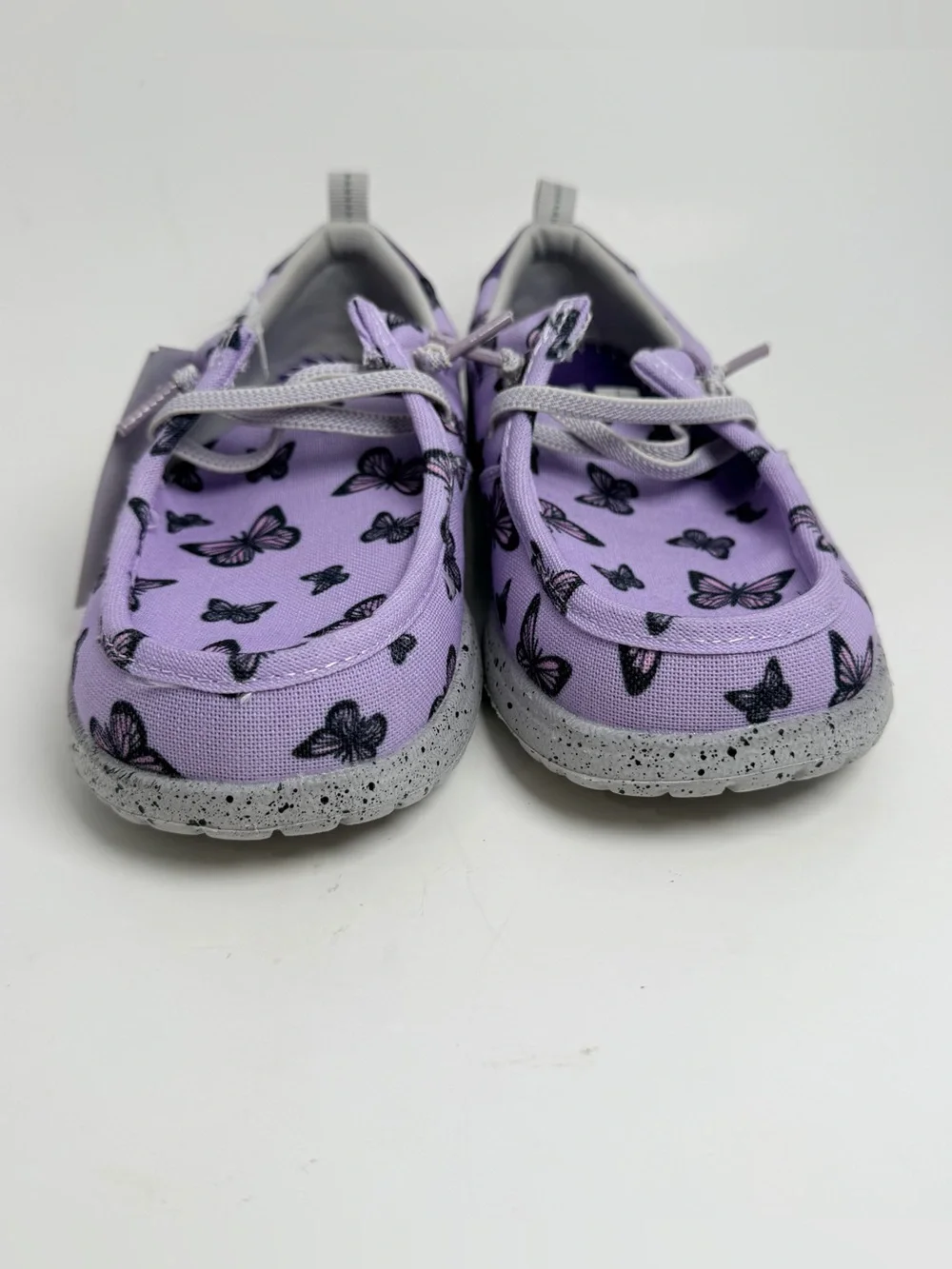 Eddie Bauer Lilac Butterfly Kids Sneakers with Gray Speckled Sole